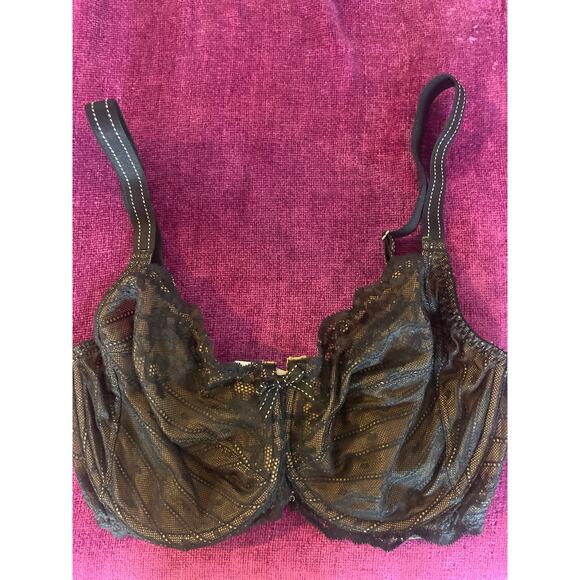 CHANTELLE Rive Gauche Lace Bra 32DDDD 32G Black Sexy Pretty - Picture 3 of 7
